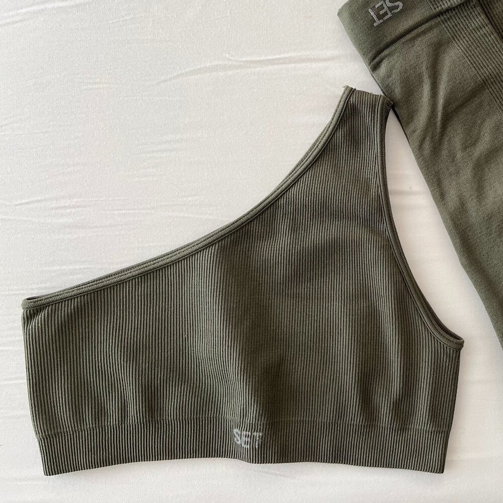 SET Active Ribbed One Shoulder Sportsbra and Leggings Set - Picture 2 of 3